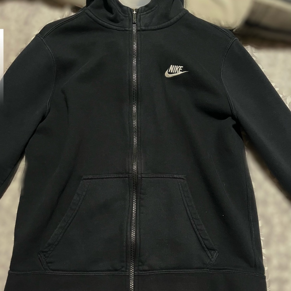 Nike Black Fleece Hoodie with Full-Length Zipper